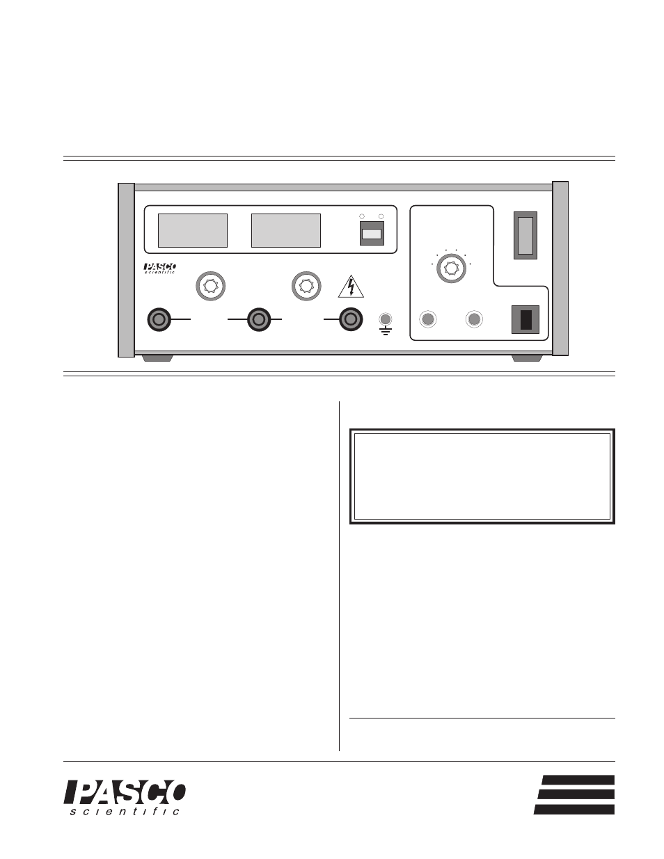 PASCO SF-9585A HIGH VOLTAGE POWER SUPPLY User Manual | 2 pages