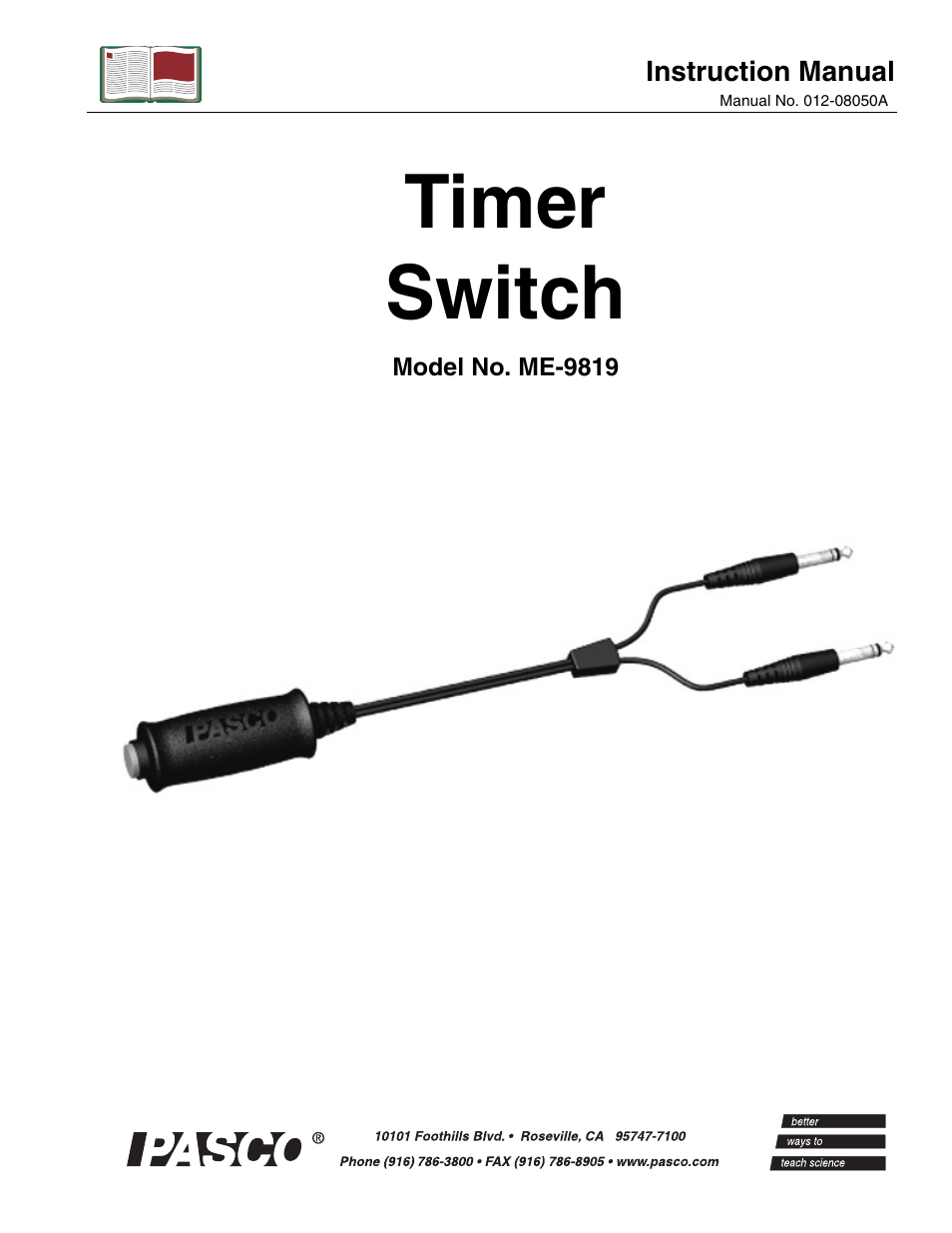 PASCO ME-9819 Timer Switch User Manual | 4 pages