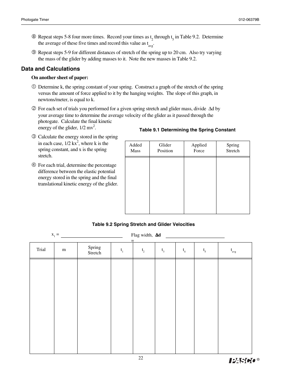 PASCO ME-9215B Photogate Timer User Manual | Page 26 / 44