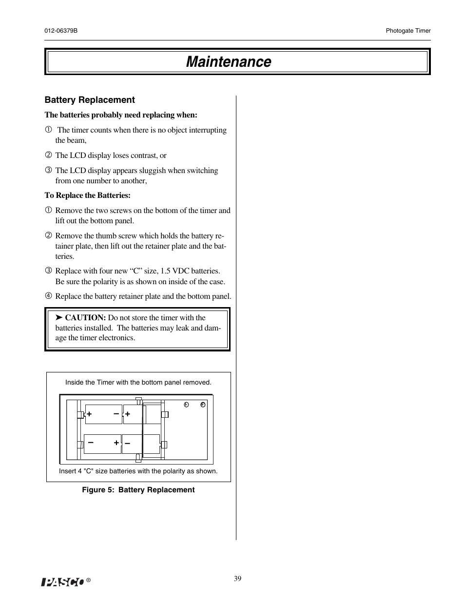 Maintenance | PASCO ME-9215B Photogate Timer User Manual | Page 43 / 44