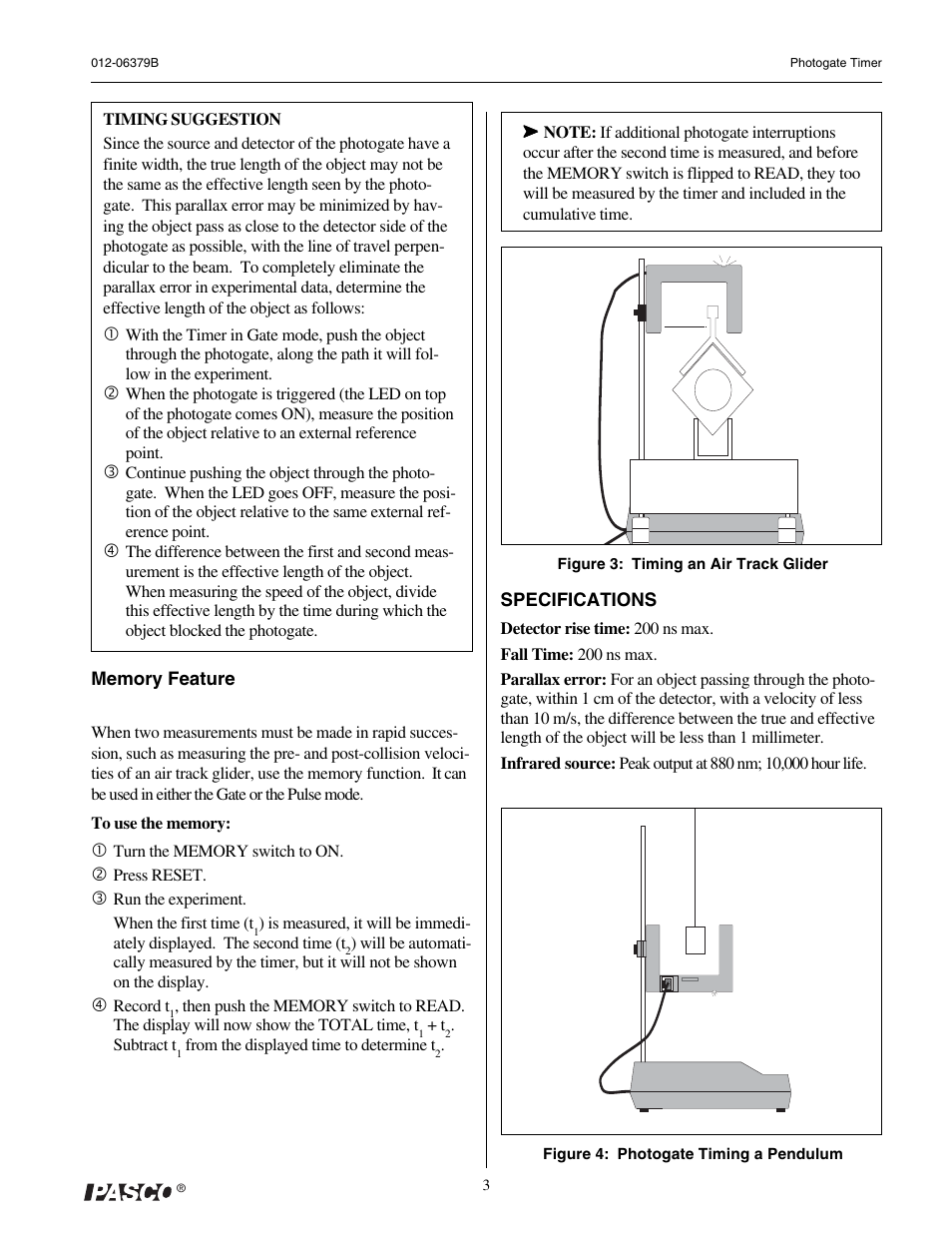 PASCO ME-9215B Photogate Timer User Manual | Page 7 / 44