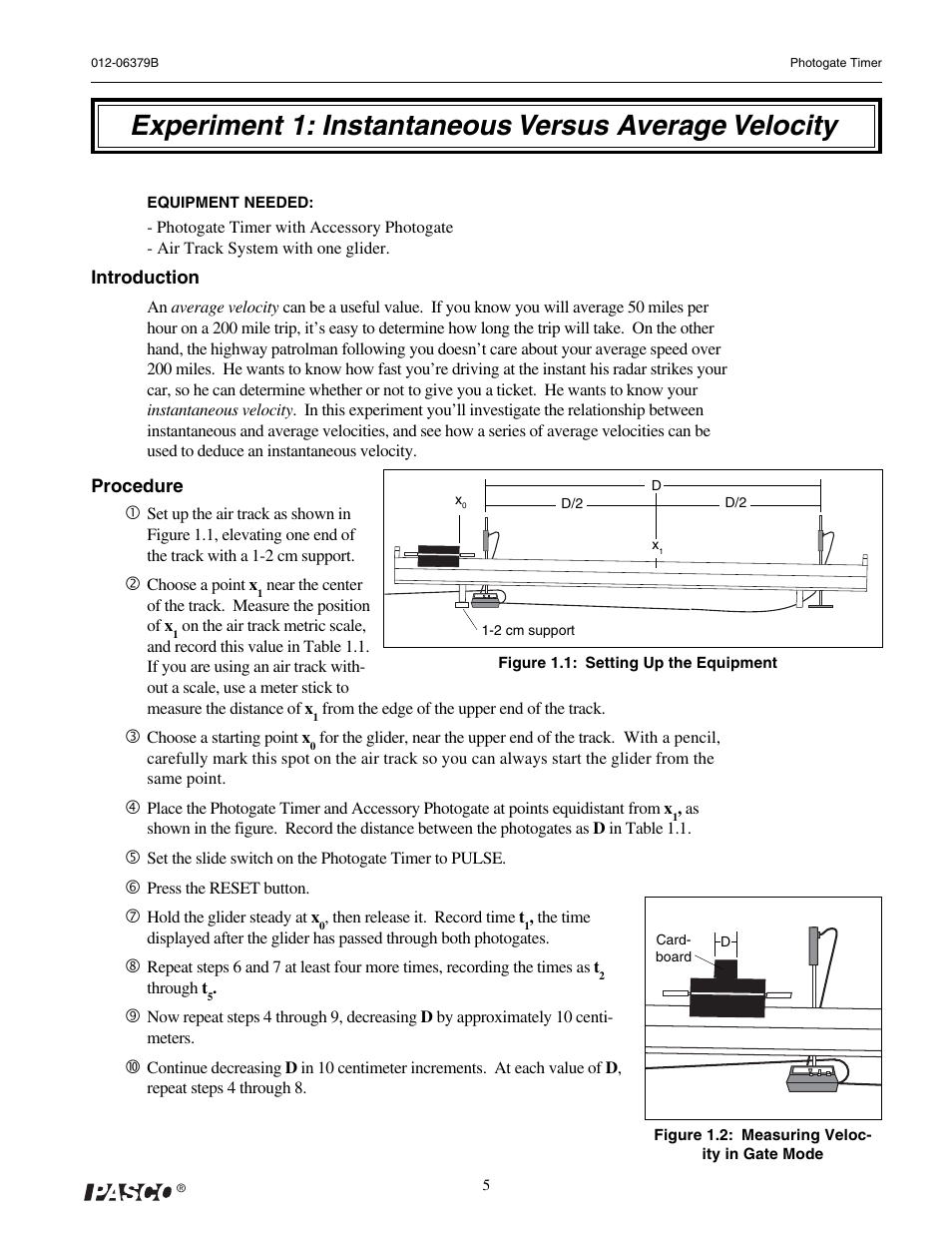 PASCO ME-9215B Photogate Timer User Manual | Page 9 / 44