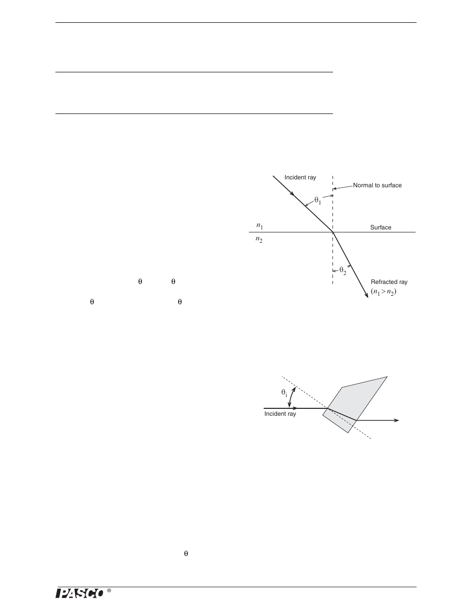 Experiment 4: snell’s law, Purpose, Theory | Procedure | PASCO OS-8459 Beginning Optics System User Manual | Page 13 / 51