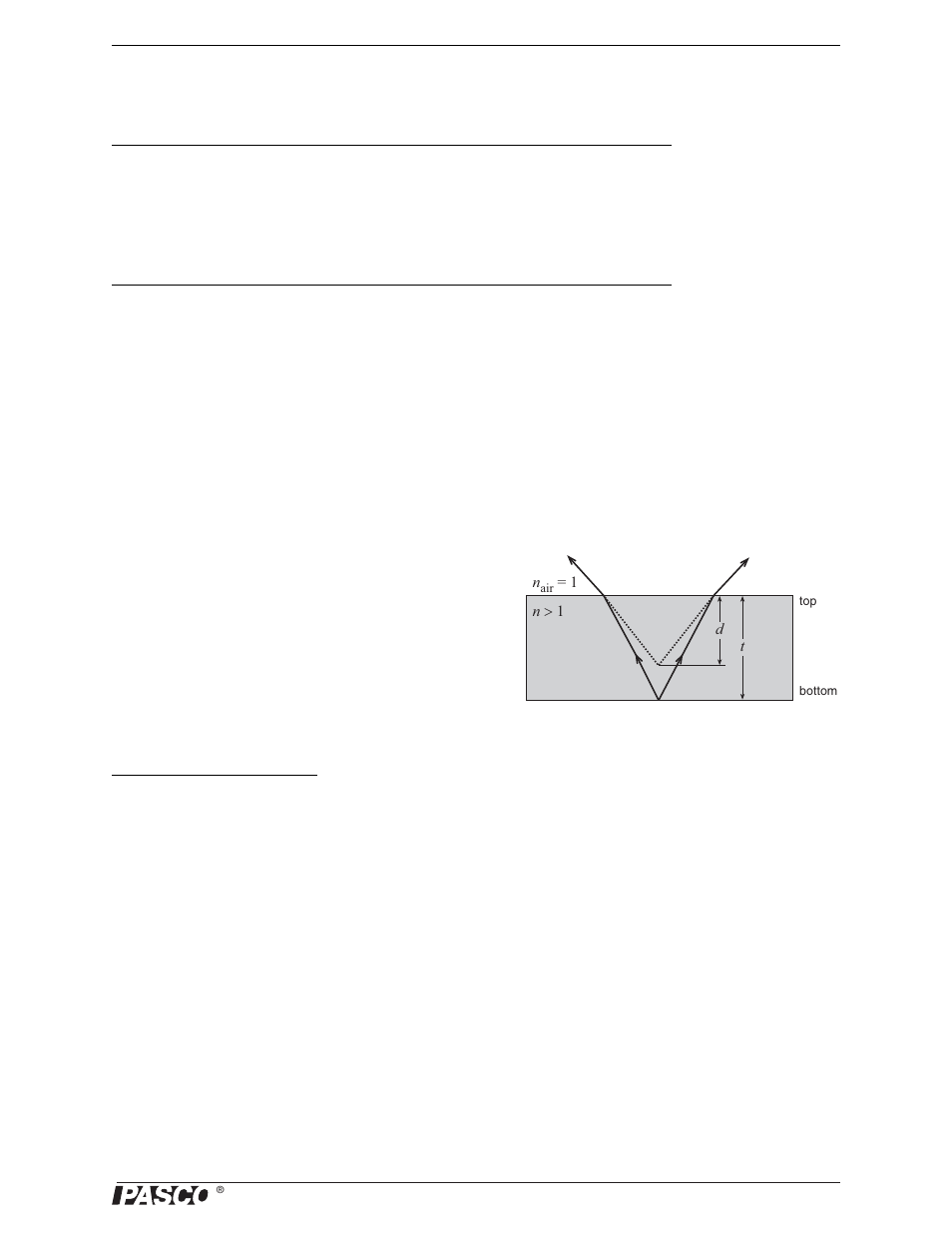 Experiment 9: apparent depth, Purpose, Theory | Part 1: parallax method background, Procedure | PASCO OS-8459 Beginning Optics System User Manual | Page 23 / 51