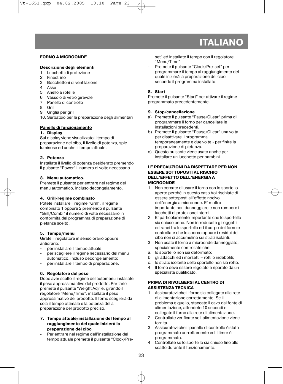 Italiano | Vitek VT-1653 User Manual | Page 23 / 72