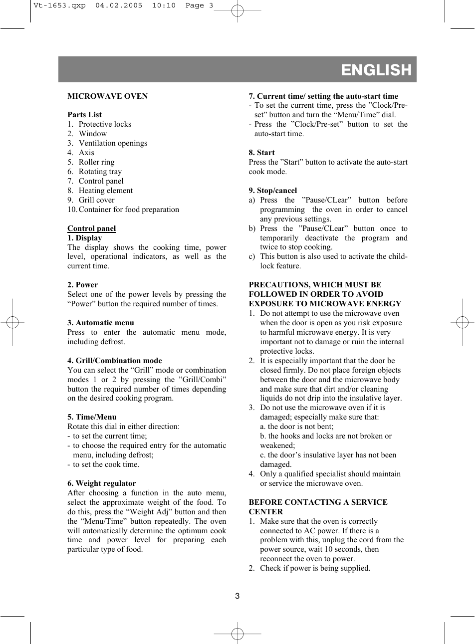 English | Vitek VT-1653 User Manual | Page 3 / 72