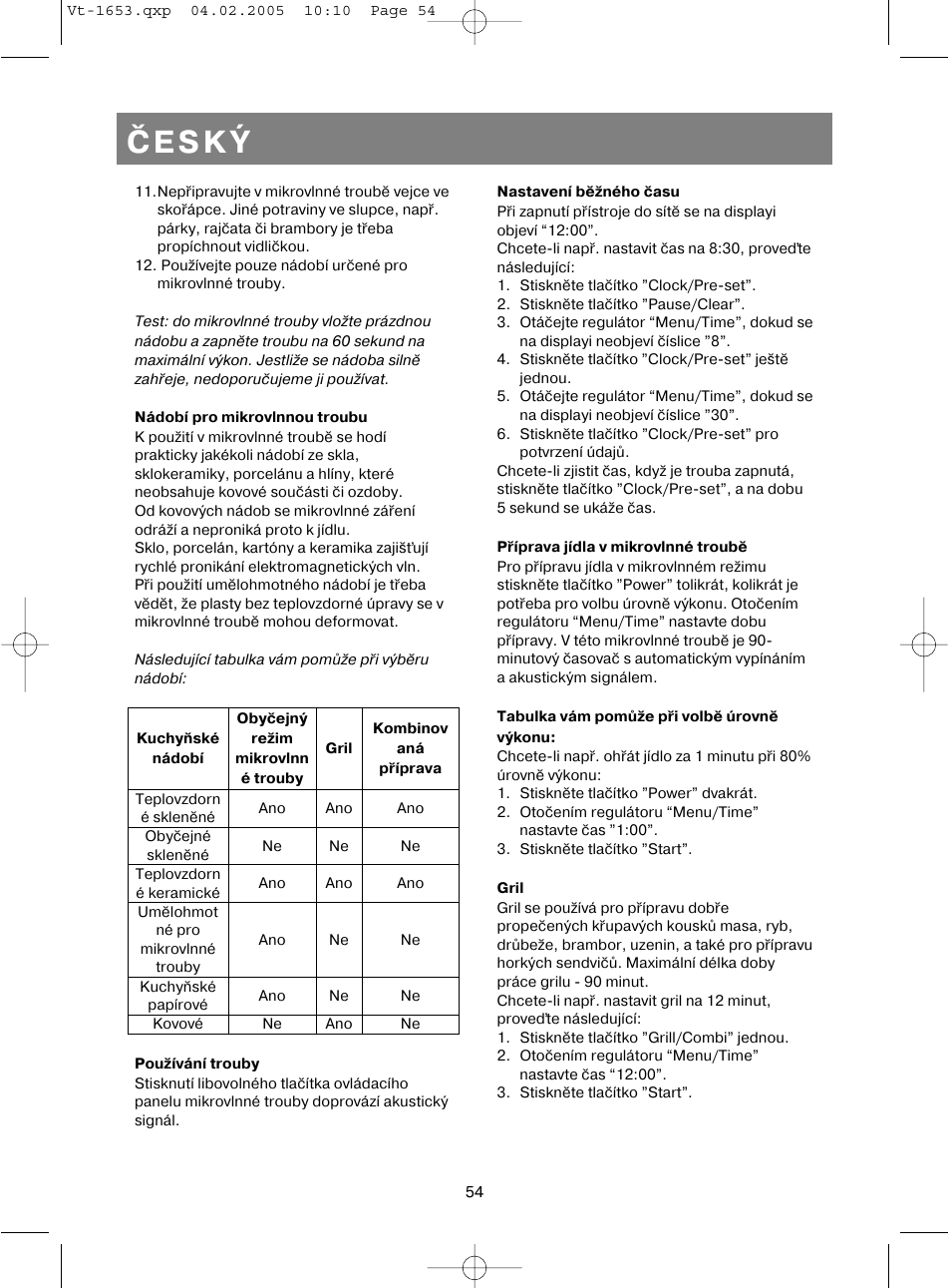 Èeský | Vitek VT-1653 User Manual | Page 54 / 72