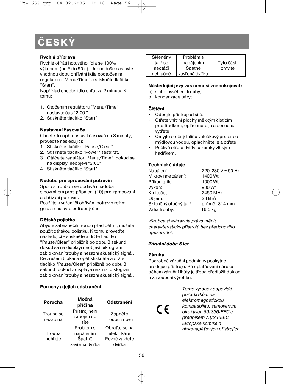 Èeský | Vitek VT-1653 User Manual | Page 56 / 72