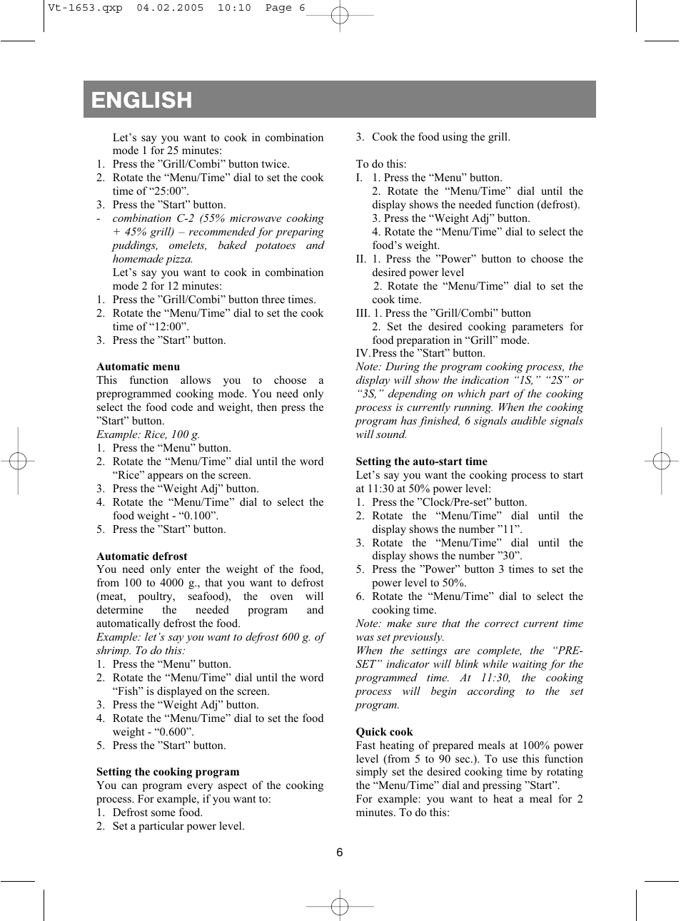 English | Vitek VT-1653 User Manual | Page 6 / 72