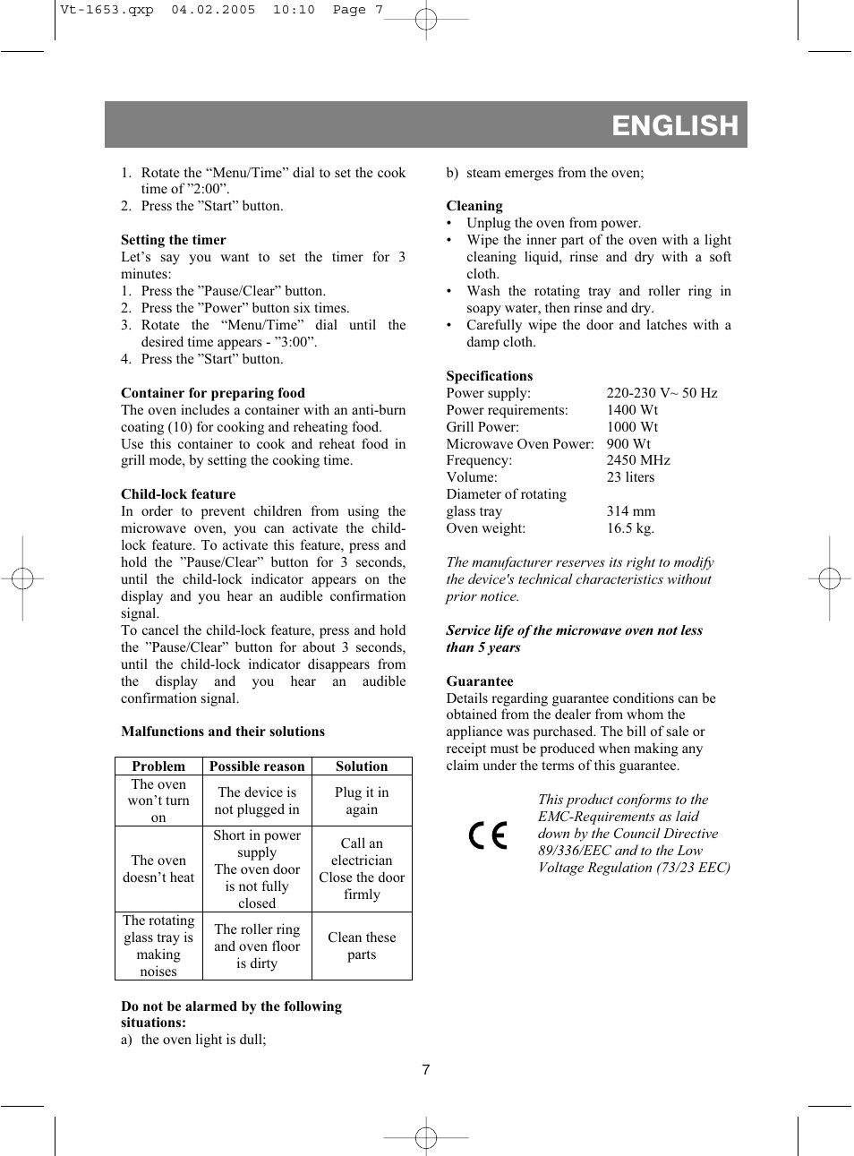 English | Vitek VT-1653 User Manual | Page 7 / 72