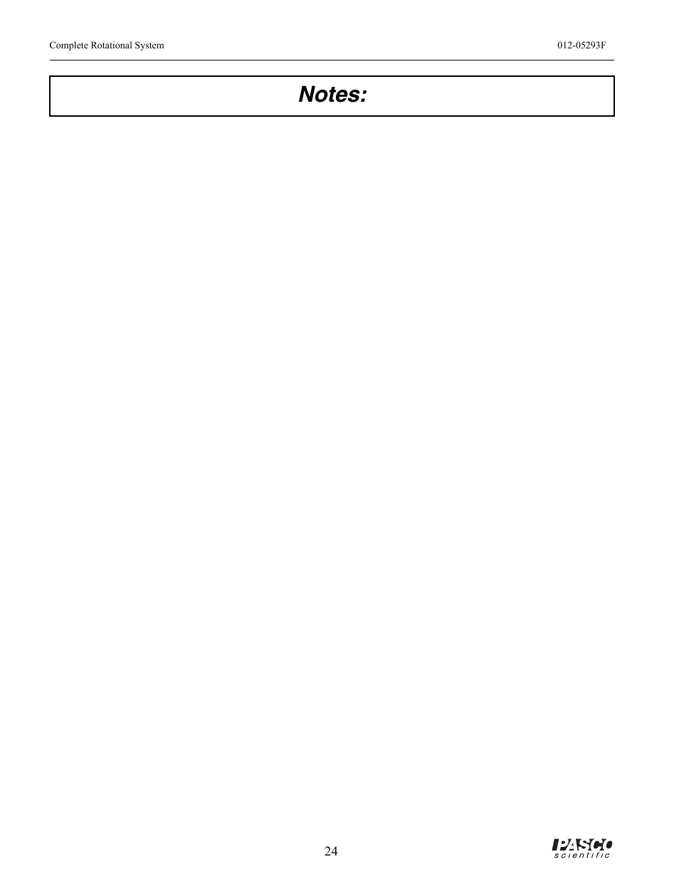 Notes | PASCO ME-8950A COMPLETE ROTATIONAL SYSTEM User Manual | Page 28 / 49