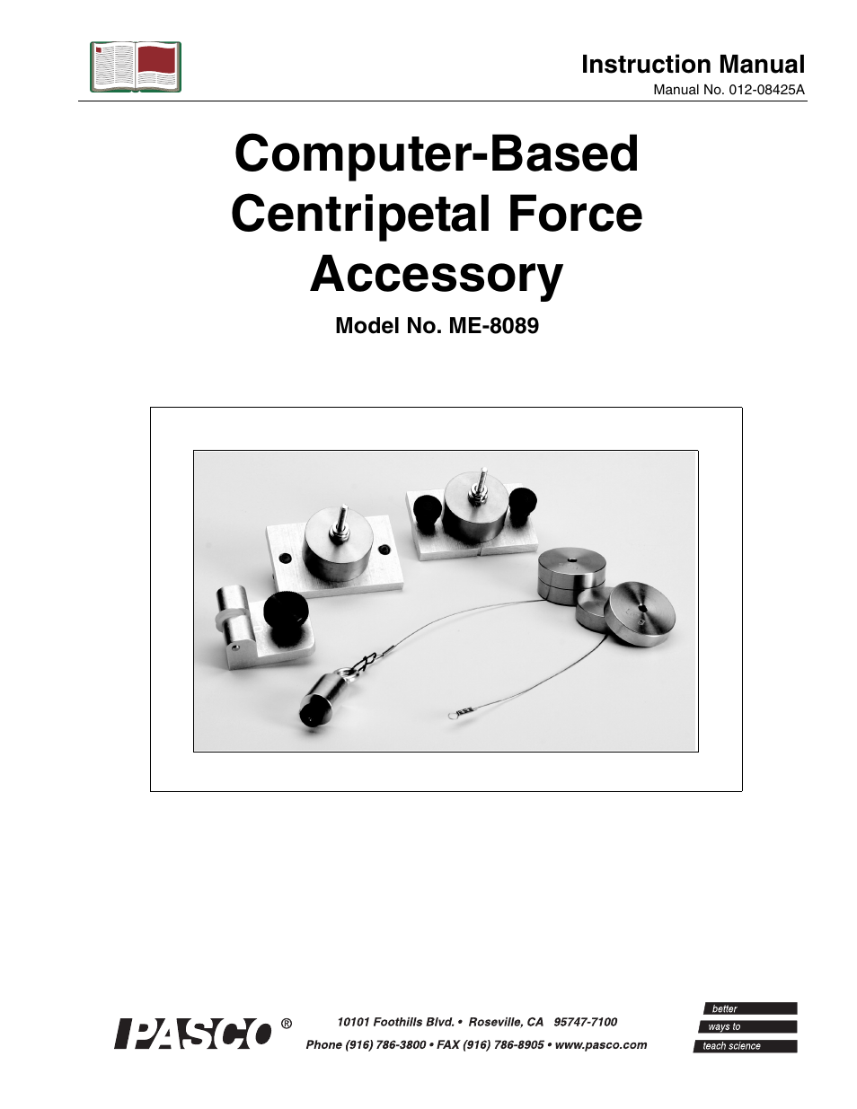 PASCO ME-8089 Computer-Based Centripetal Force Accessory User Manual | 12 pages