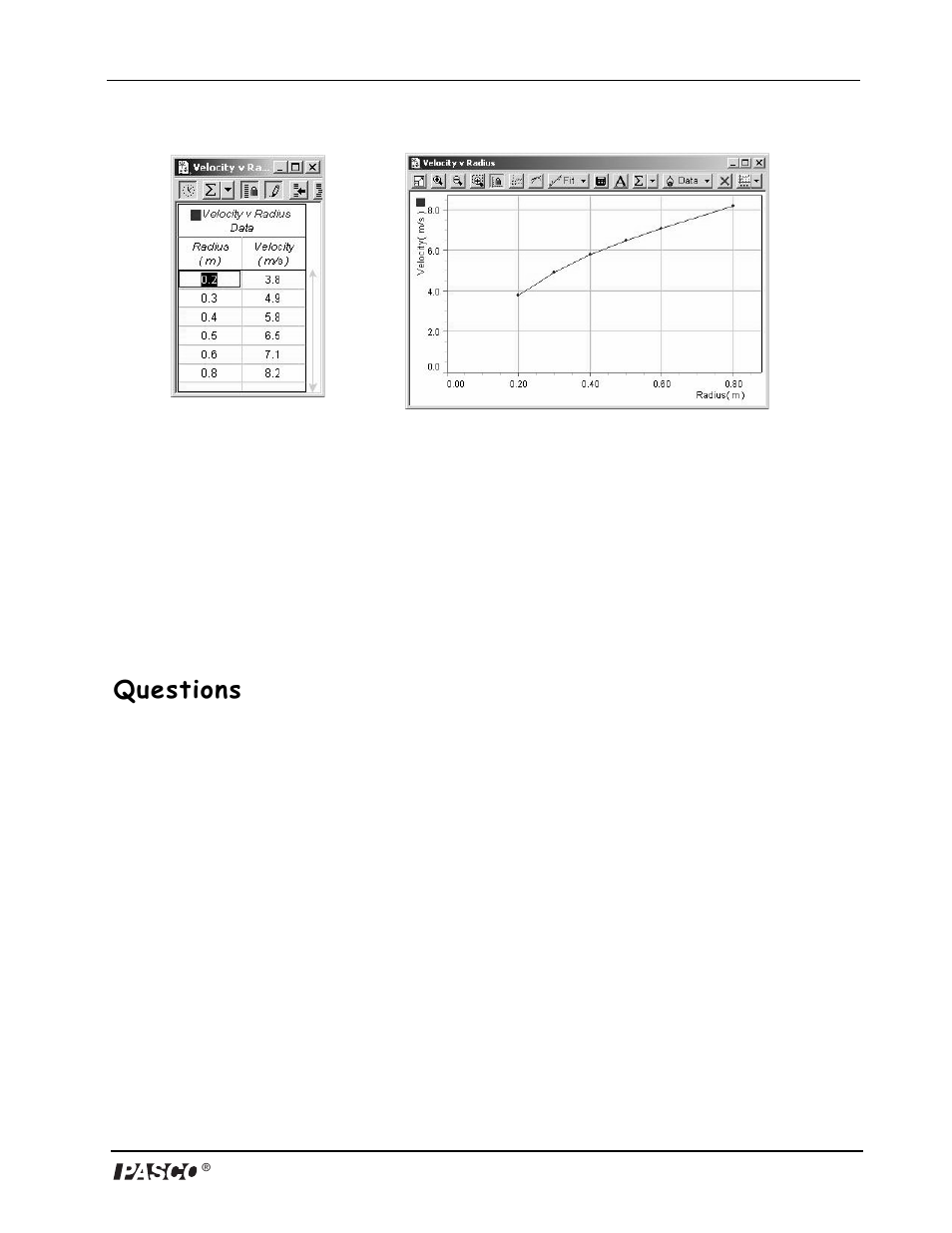 Questions, How could such an equation be used | PASCO ME-9837 Discover Centripetal Force Kit User Manual | Page 11 / 13