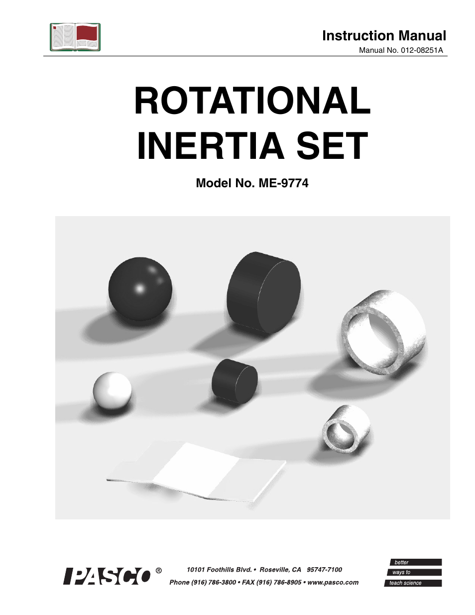 PASCO ME-9774 ROTATIONAL INERTIA SET User Manual | 3 pages
