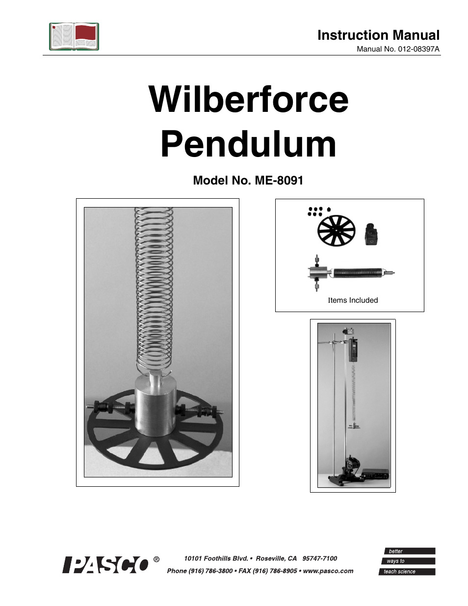 PASCO ME-8091 Wilberforce Pendulum User Manual | 20 pages