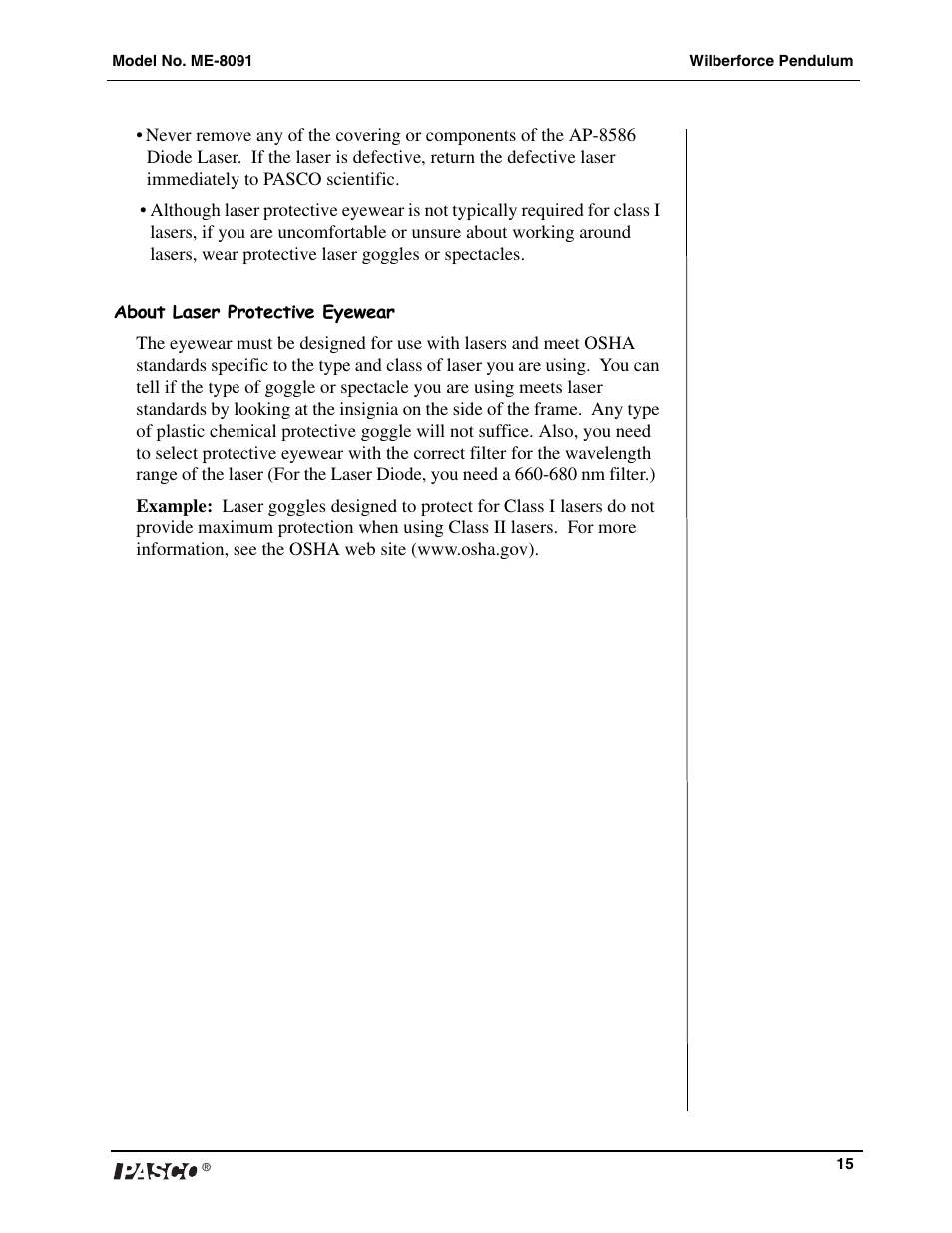 PASCO ME-8091 Wilberforce Pendulum User Manual | Page 16 / 20