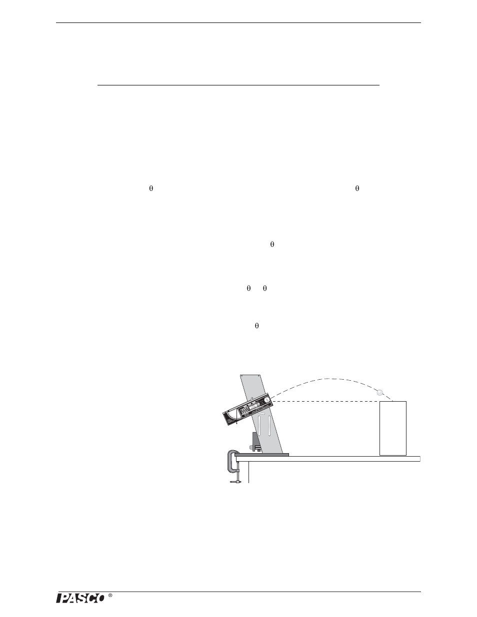 Exp. 10 (demo): do 30˚ and 60˚ give the same range, Purpose, Theory | Setup, Procedure | PASCO ME-6831 Ballistic Pendulum_Projectile Launcher User Manual | Page 47 / 62