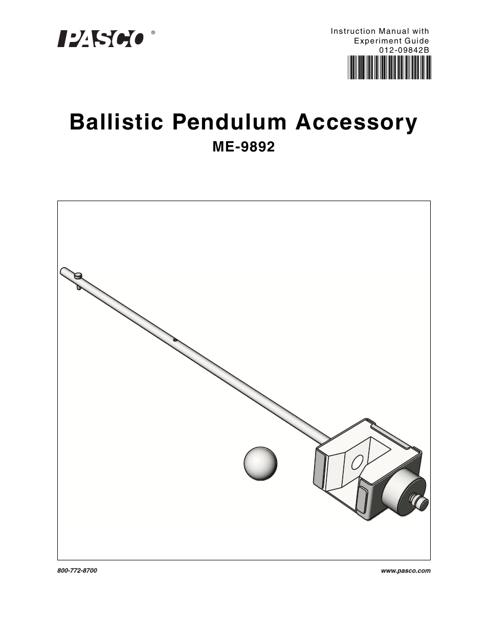 PASCO ME-9892 Ballistic Pendulum Accessory User Manual | 17 pages