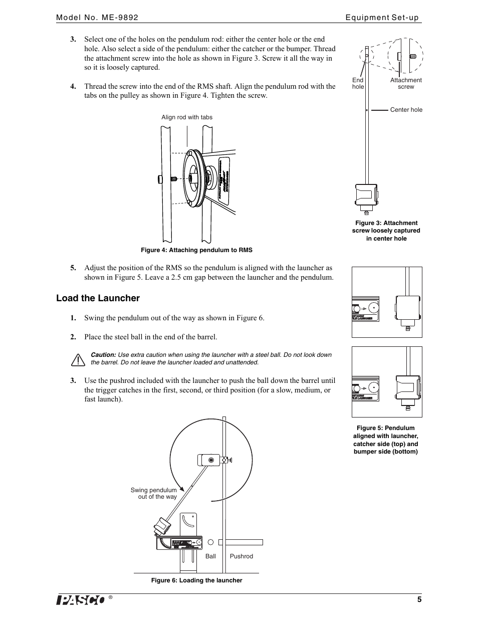 Load the launcher | PASCO ME-9892 Ballistic Pendulum Accessory User Manual | Page 5 / 17