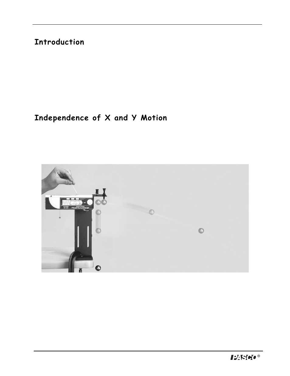 Introduction, Independence of x and y motion | PASCO ME-9859 Drop Shoot Accessory User Manual | Page 4 / 6