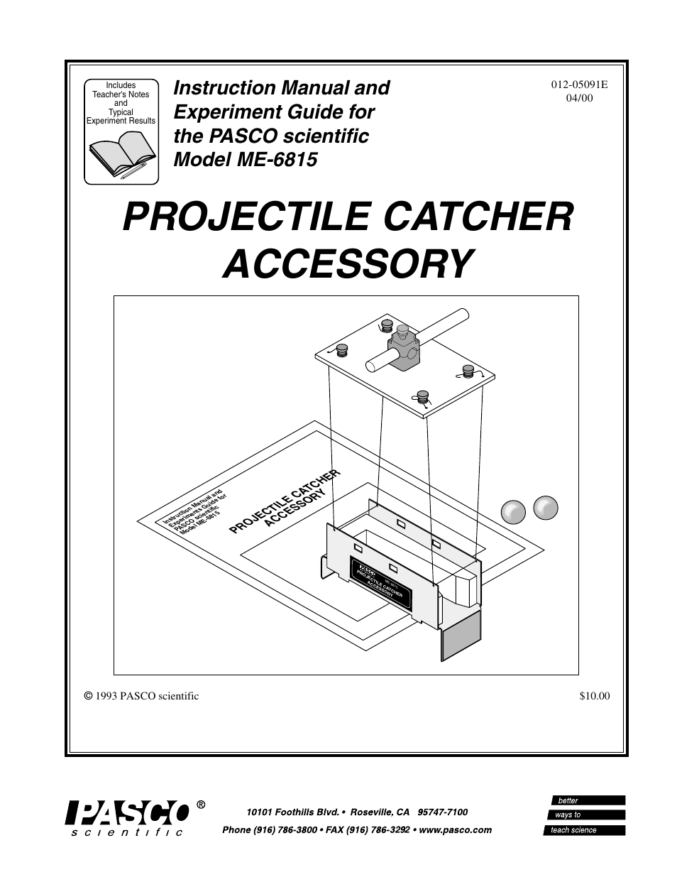 PASCO ME-6815 PROJECTILE CATCHER ACCESSORY User Manual | 25 pages