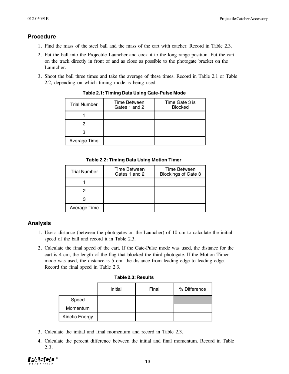 PASCO ME-6815 PROJECTILE CATCHER ACCESSORY User Manual | Page 17 / 25