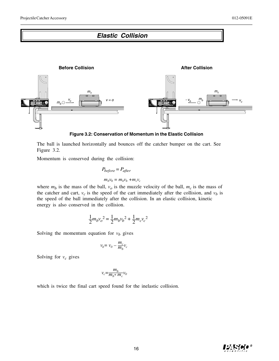Elastic collision, 1 2 m | PASCO ME-6815 PROJECTILE CATCHER ACCESSORY User Manual | Page 20 / 25
