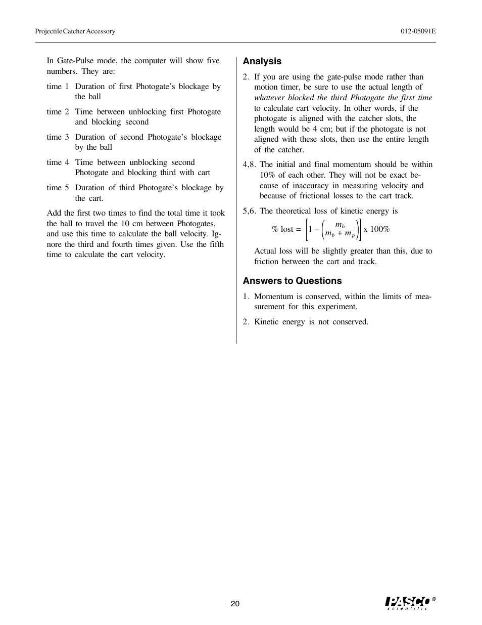 PASCO ME-6815 PROJECTILE CATCHER ACCESSORY User Manual | Page 24 / 25