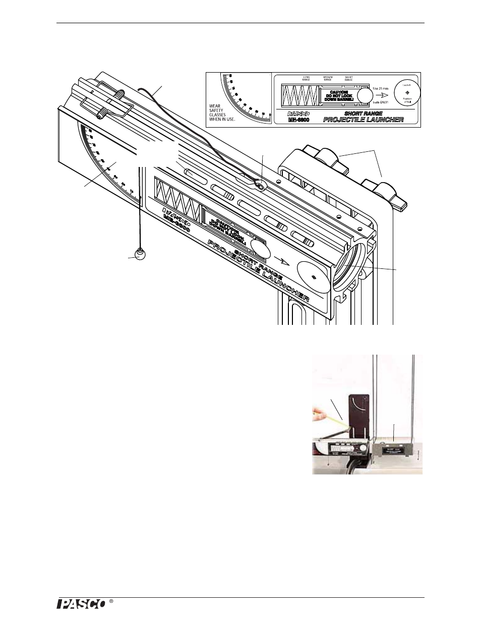 General operation of the projectile launcher, Parts, Ready | PASCO ME-6800 Projectile Launcher (Short Range) User Manual | Page 7 / 50