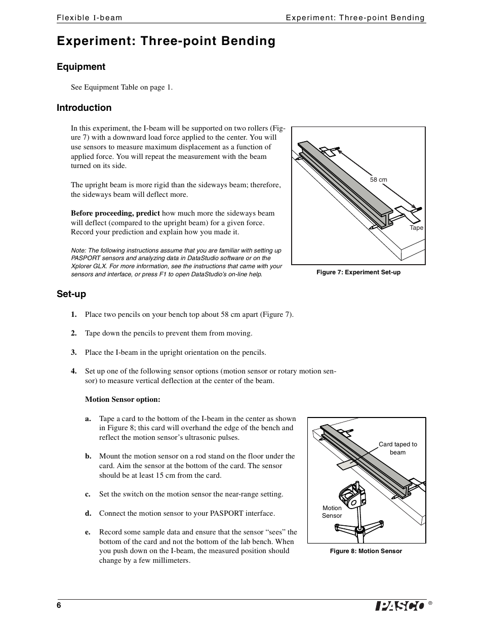 Experiment: three-point bending | PASCO ME-9891 Flexible I-beam User Manual | Page 6 / 10
