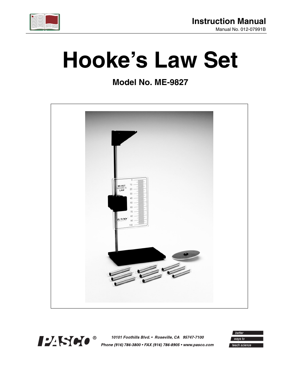 PASCO ME-9827 Hooke’s Law Set User Manual | 10 pages