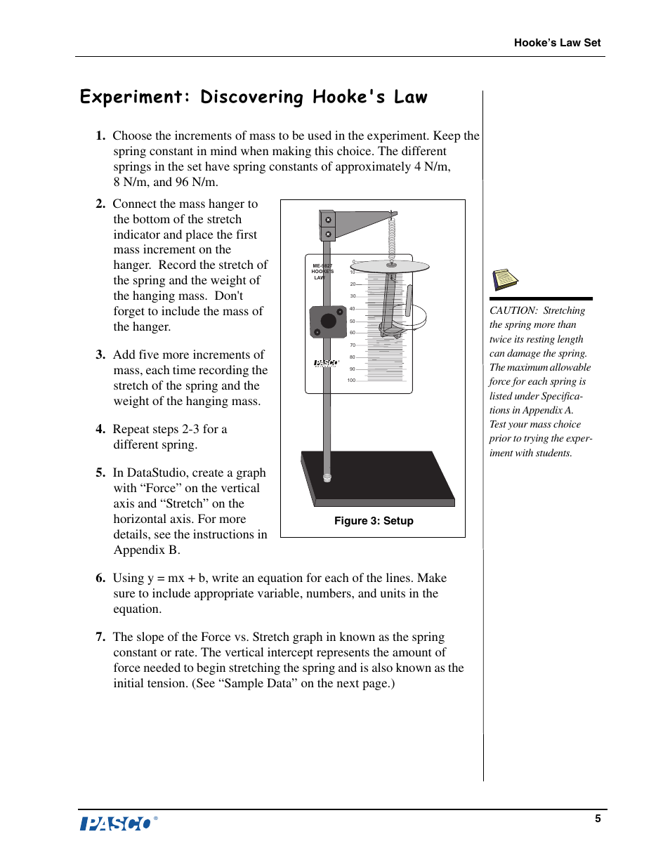 Experiment: discovering hooke's law | PASCO ME-9827 Hooke’s Law Set User Manual | Page 6 / 10