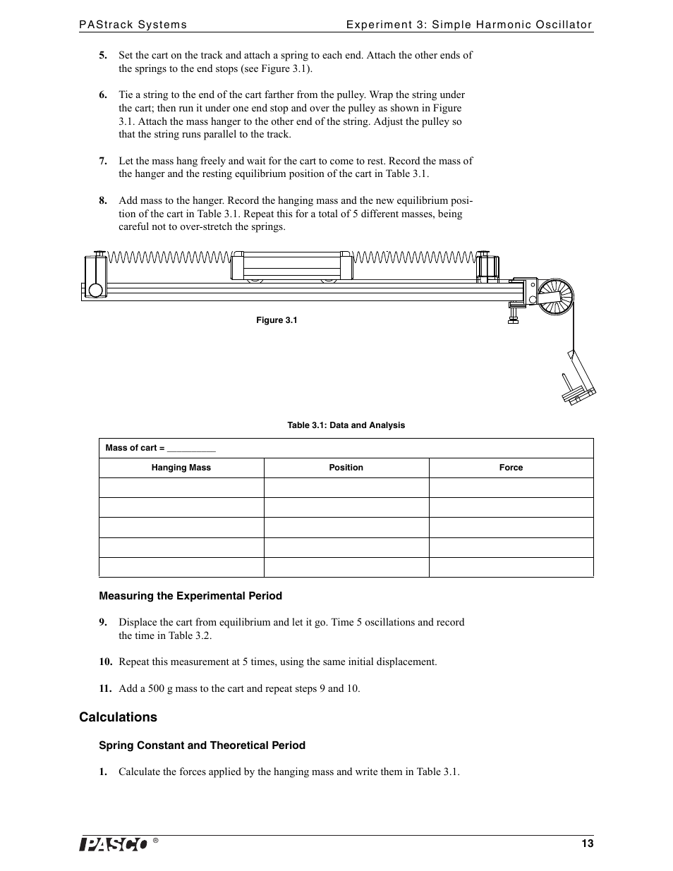 Calculations | PASCO ME-6962 PAStrack Systems User Manual | Page 13 / 28