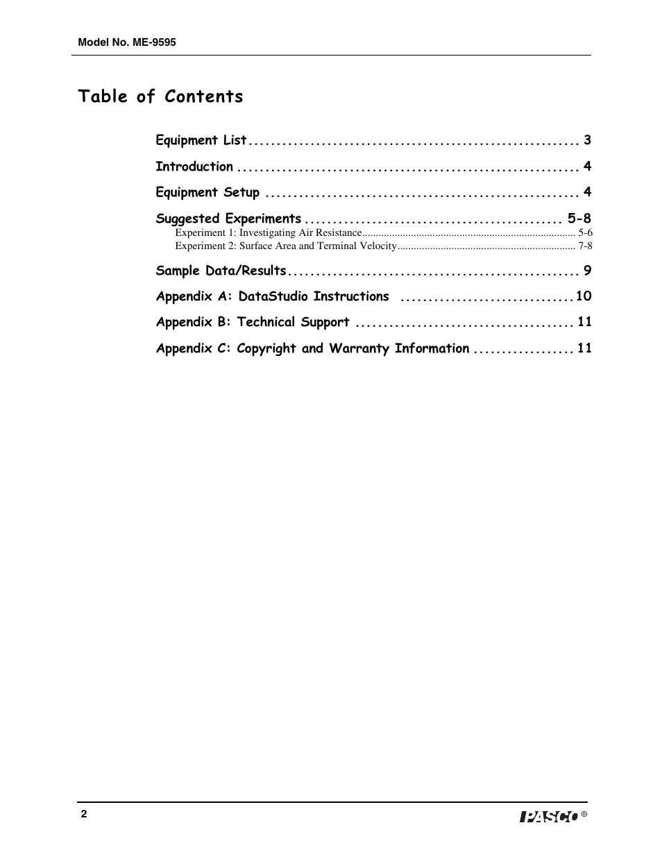 PASCO ME-9595 Car Sail User Manual | Page 3 / 12