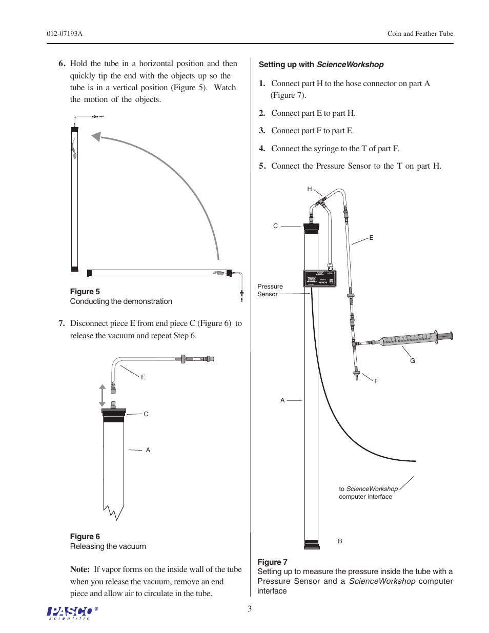 Figure 5 conducting the demonstration | PASCO SE-9788 Coin and Feather Tube User Manual | Page 3 / 4