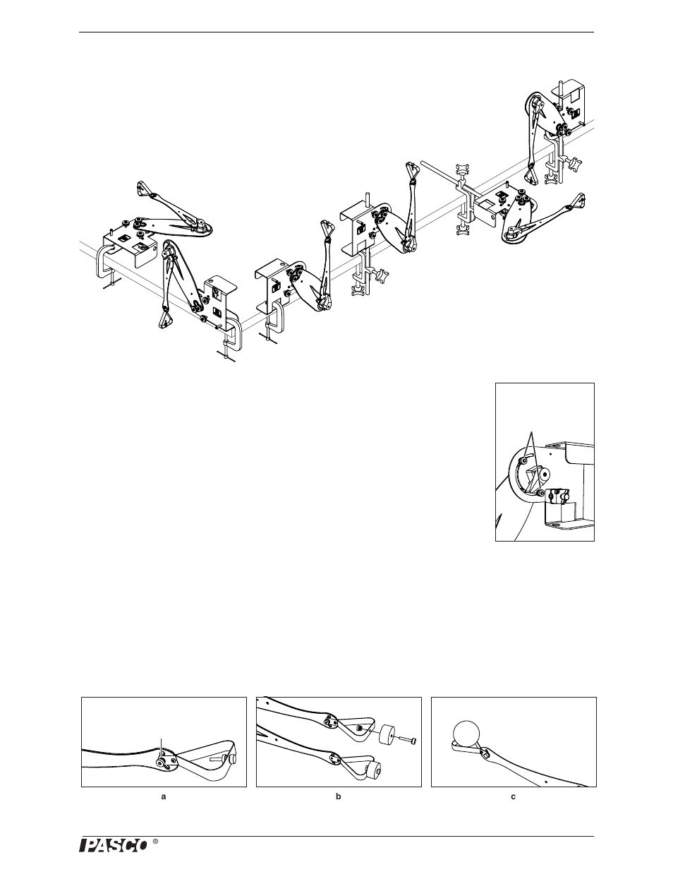 Clamping the arm model to a lab bench, Locking or limiting shoulder movement, Adjusting the wrist angle | Attaching the mass, Holding a ball | PASCO ME-6807A Human Arm Model User Manual | Page 5 / 34
