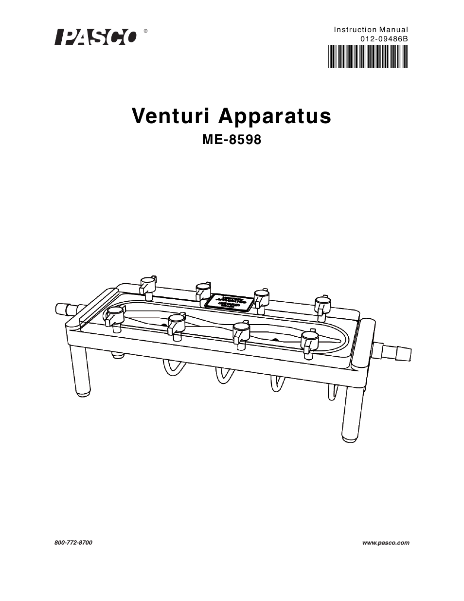 PASCO ME-8598 Venturi Apparatus User Manual | 16 pages