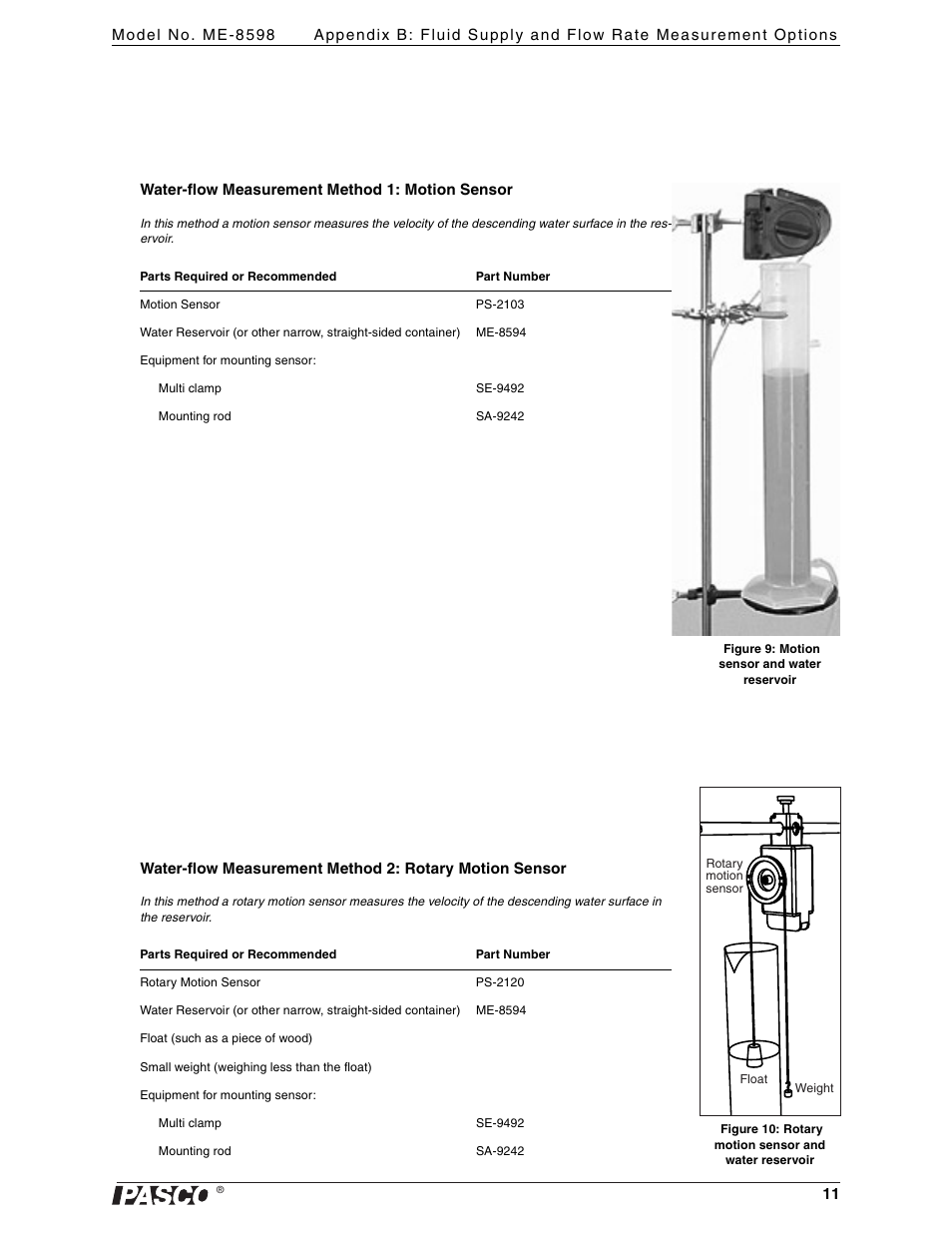 PASCO ME-8598 Venturi Apparatus User Manual | Page 11 / 16