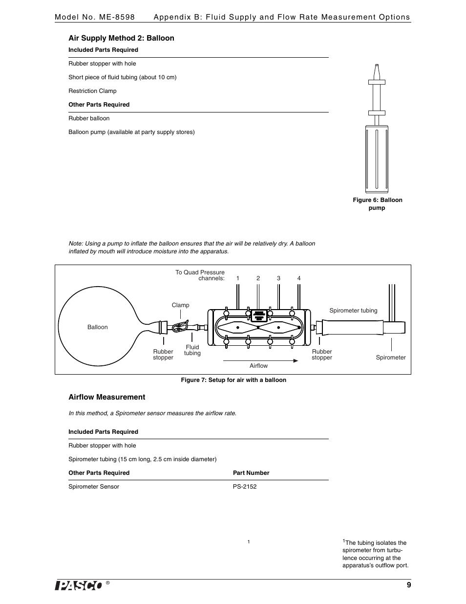 PASCO ME-8598 Venturi Apparatus User Manual | Page 9 / 16