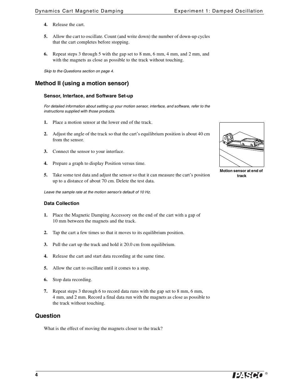 PASCO ME-6828 Dynamics Cart Magnetic Damping User Manual | Page 4 / 15