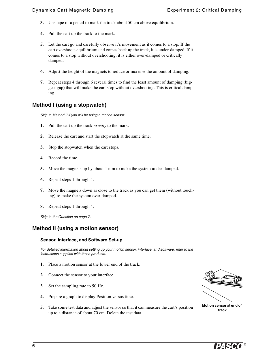 PASCO ME-6828 Dynamics Cart Magnetic Damping User Manual | Page 6 / 15