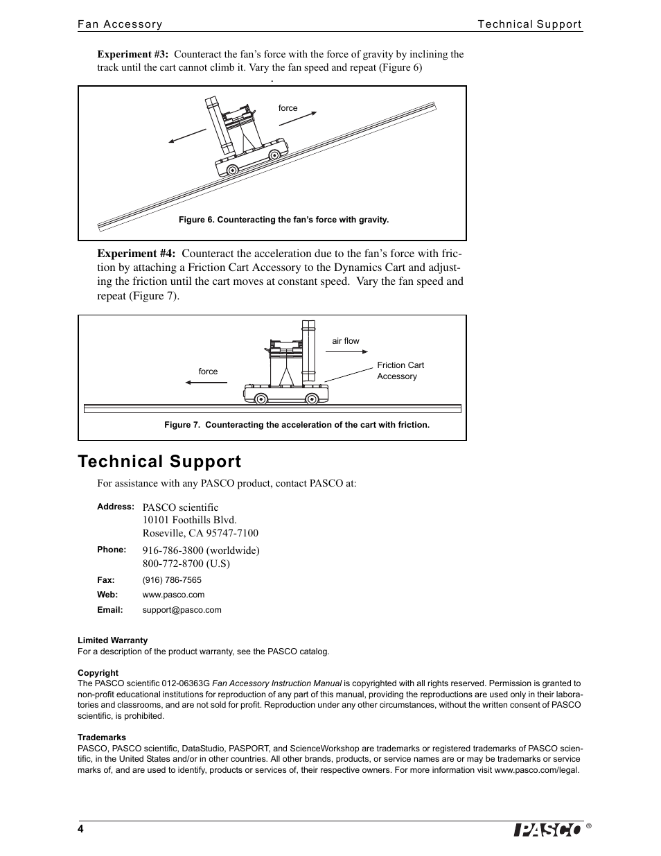 Technical support | PASCO ME-9491 Fan Accessory User Manual | Page 4 / 4