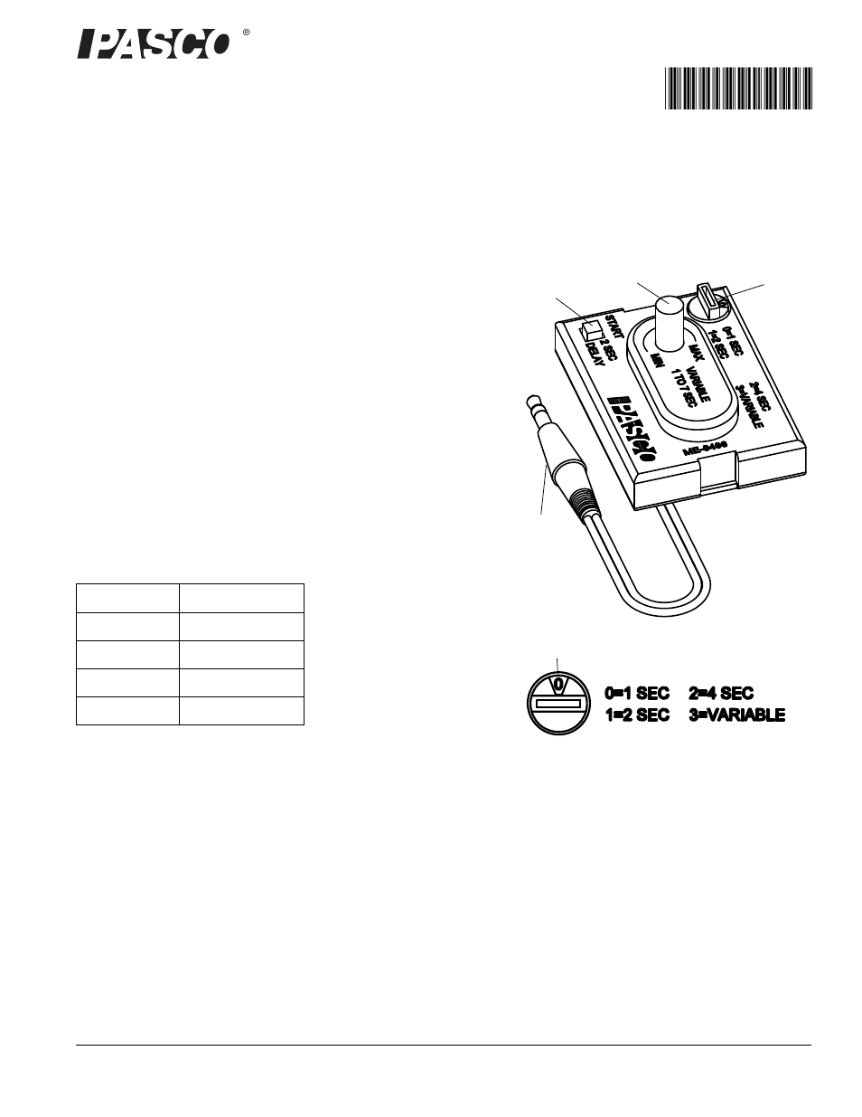PASCO ME-9496 Time Pulse Accessory User Manual | 4 pages