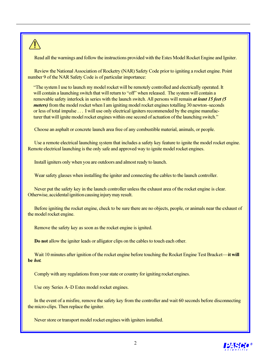 PASCO ME-6617 ROCKET ENGINE TEST BRACKET User Manual | Page 2 / 4
