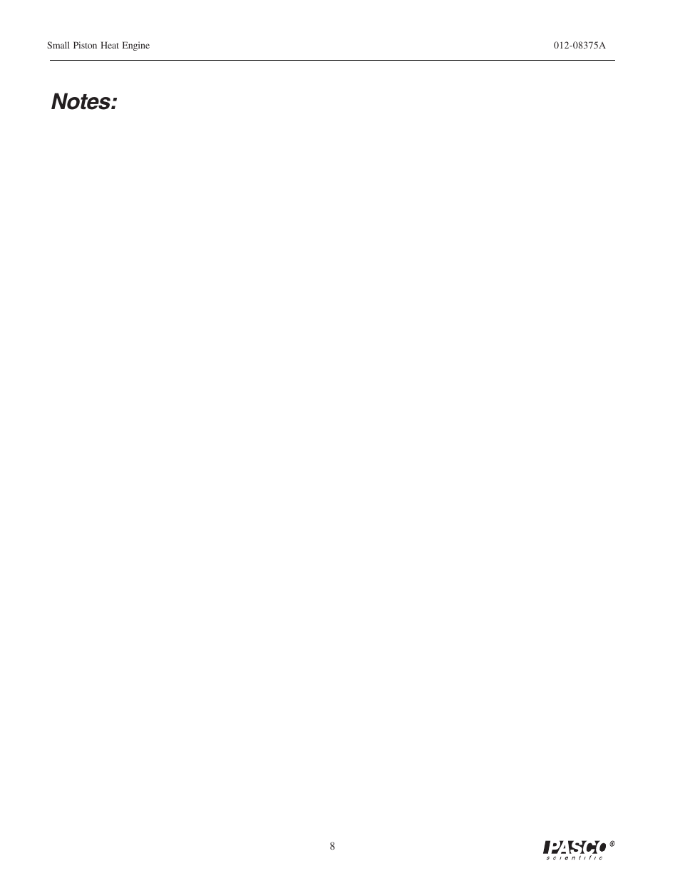 PASCO TD-8592 SMALL PISTON HEAT ENGINE APPARATUS User Manual | Page 13 / 24