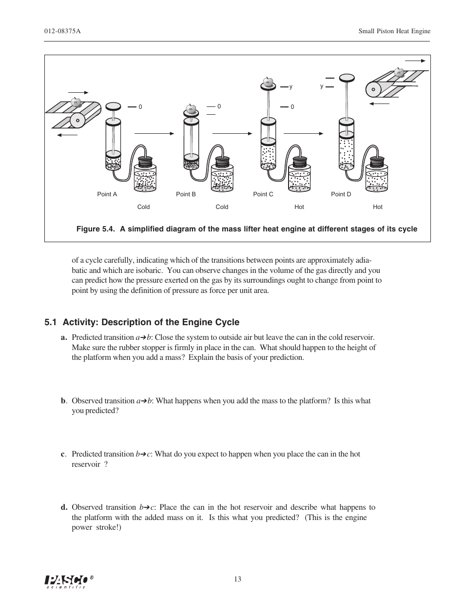 1 activity: description of the engine cycle | PASCO TD-8592 SMALL PISTON HEAT ENGINE APPARATUS User Manual | Page 18 / 24