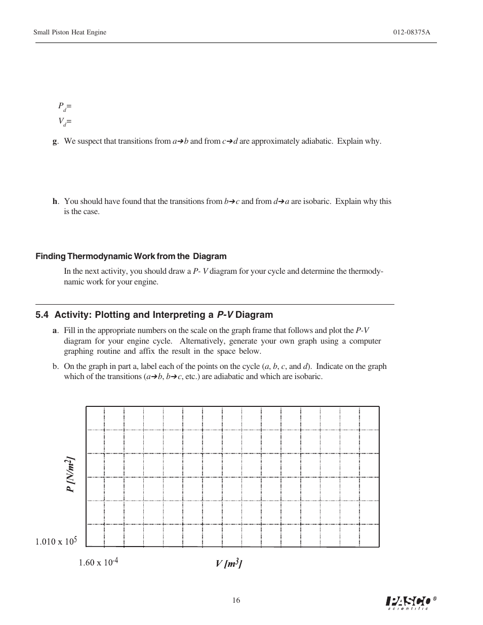 PASCO TD-8592 SMALL PISTON HEAT ENGINE APPARATUS User Manual | Page 21 / 24