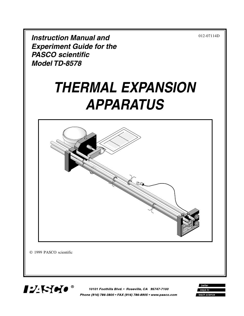 PASCO TD-8578 THERMAL EXPANSION APPARATUS User Manual | 10 pages