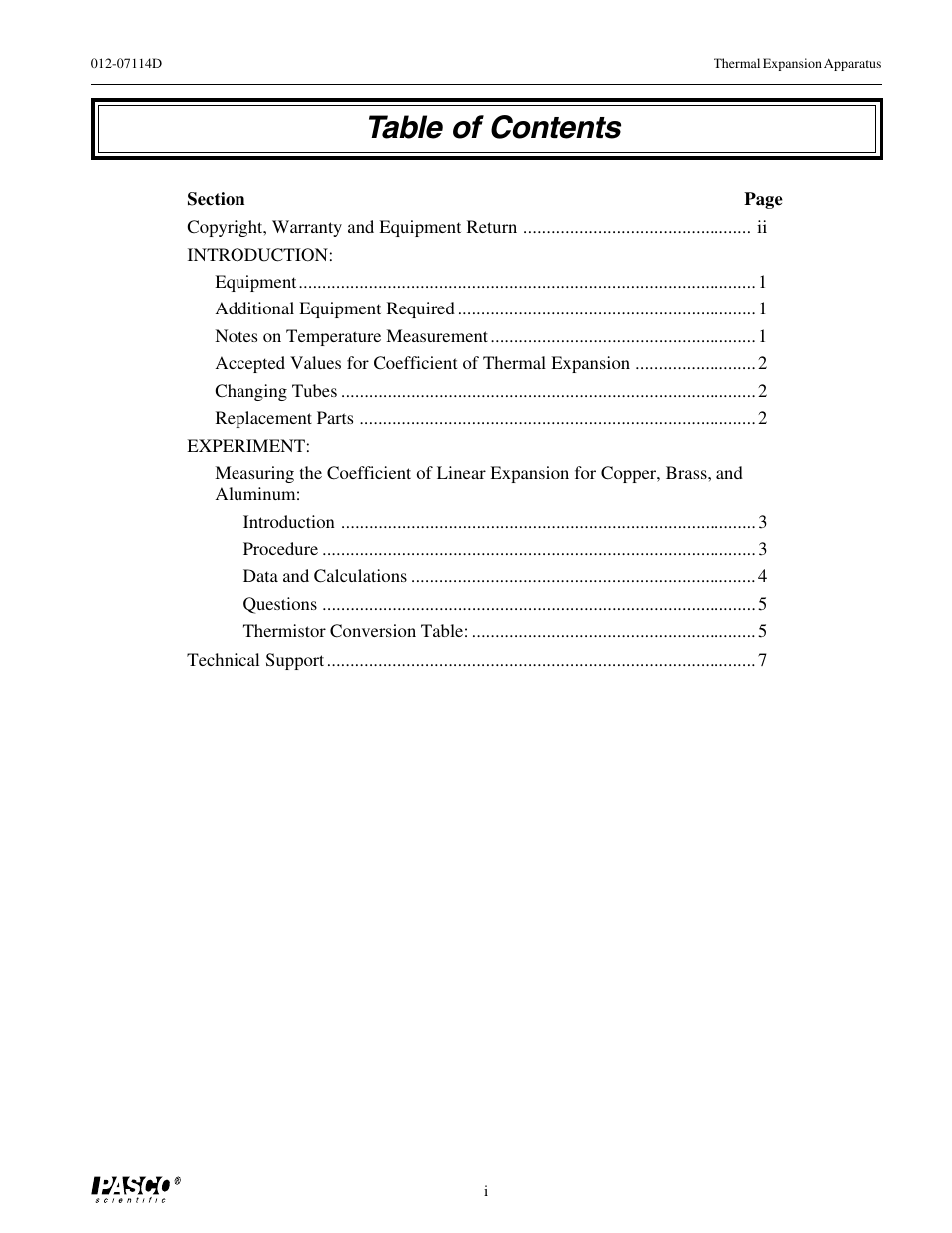 PASCO TD-8578 THERMAL EXPANSION APPARATUS User Manual | Page 2 / 10