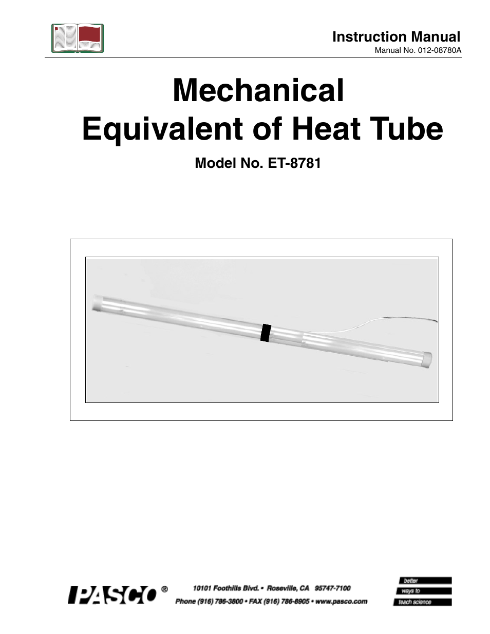 PASCO ET-8781 Equivalent of Heat Tube User Manual | 10 pages